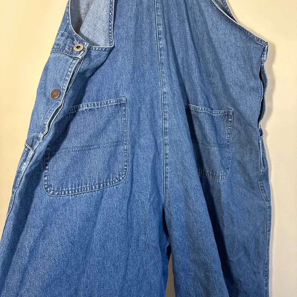 Vintage 90’s Agapo Embroidered American flag denim cropped overalls sizeXL - Picture 11 of 15